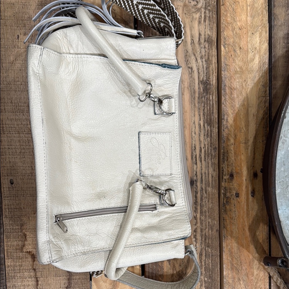 The Ambition Ivory Stylish Cream Leather Shoulder Bag